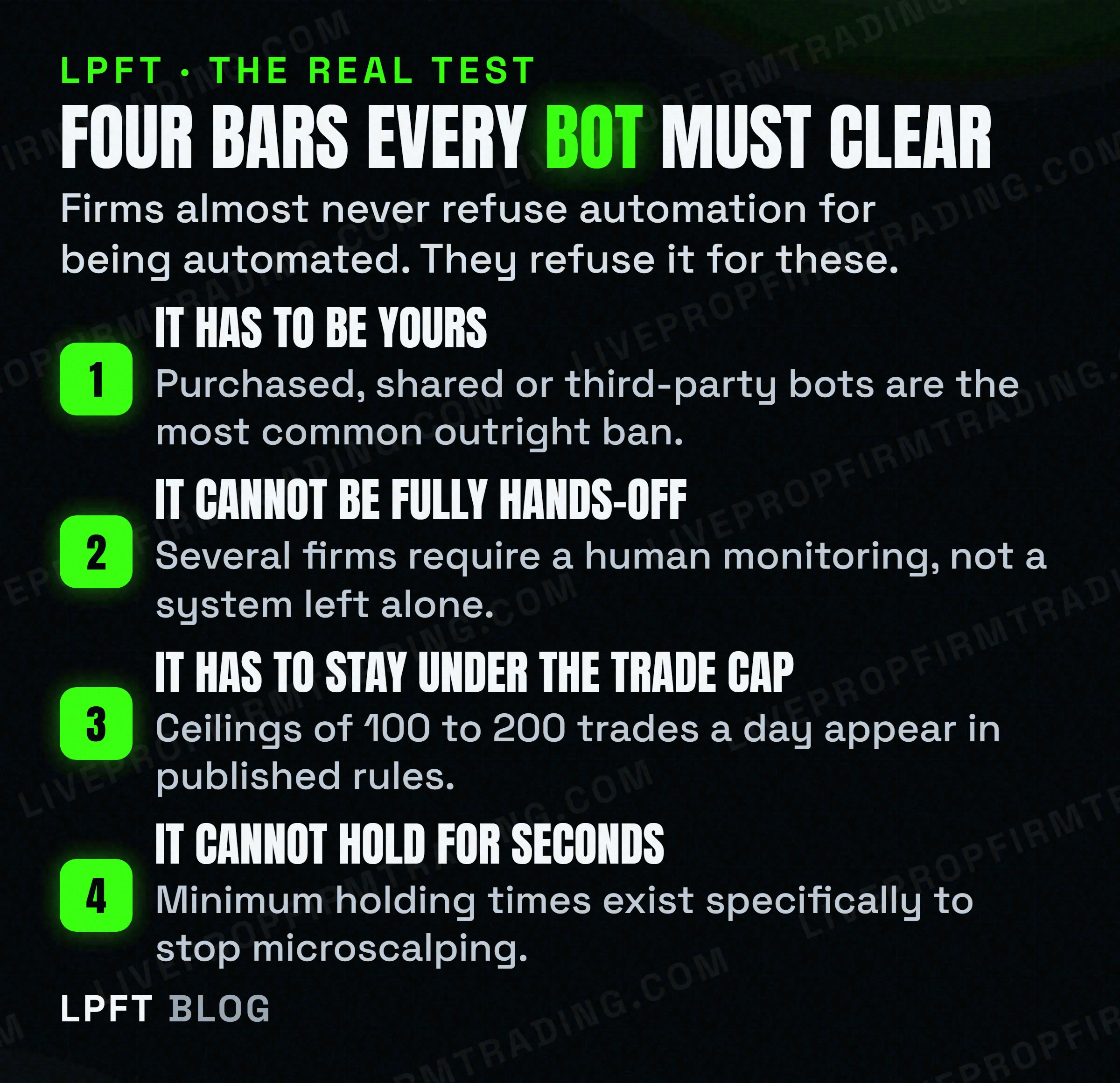 The four conditions prop firms apply to automated trading strategies